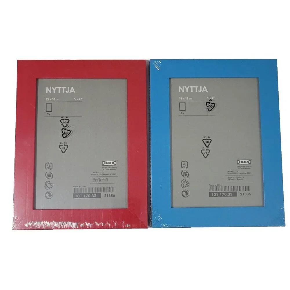IKEA NYTTJA Picture Frame Sets 5x7 Inch Red Blue Set of 4 Discontinued Sealed